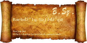 Barbély Szilárd névjegykártya