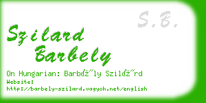 szilard barbely business card